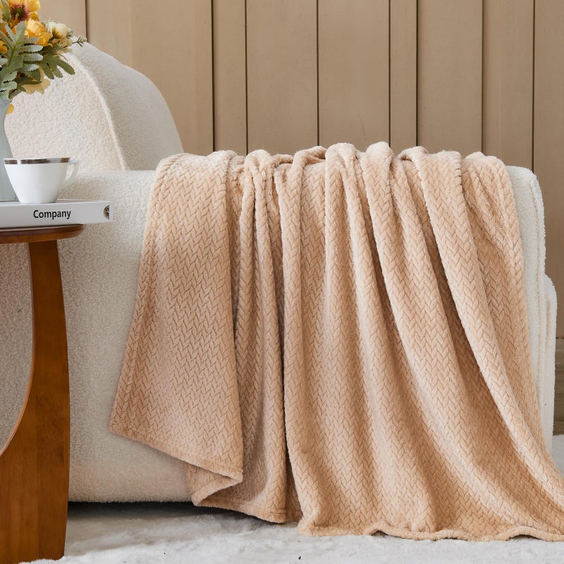NEWCOSPLAY Super Soft Throw Blanket Brown Premium Silky Flannel Fleece Leaves Pattern Lightweight Bed Blanket All Season Use (Brown, Throw(50"x60")) - Image 3